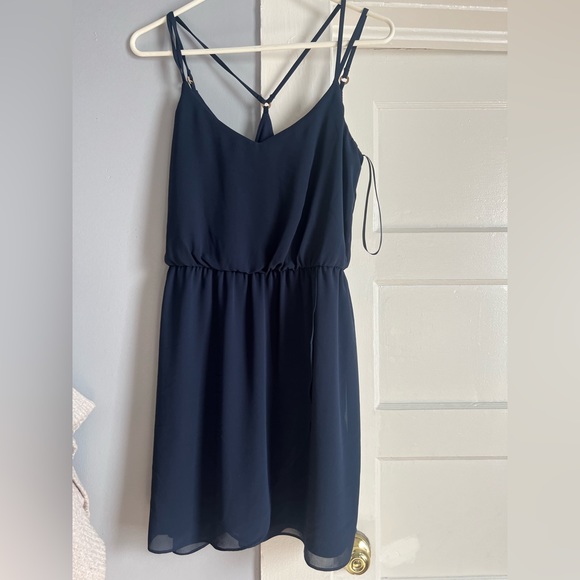 A. Byer navy blue spaghetti strap dress size small - Picture 1 of 3